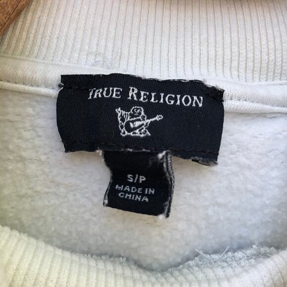 True Religion Hoodie Crop Sweatshirt Pale Chartreuse Green Cinch Hem Small - Picture 3 of 10